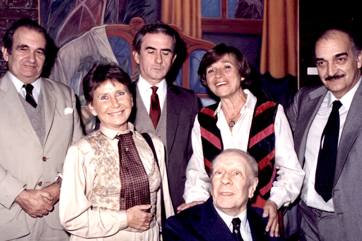 Fernando Duelo Cavero, María Esther de Miguel, Eduardo Gudiño Kieffer, María Esther Vázquez, Jorge Luis Borges y Roberto Castiglioni